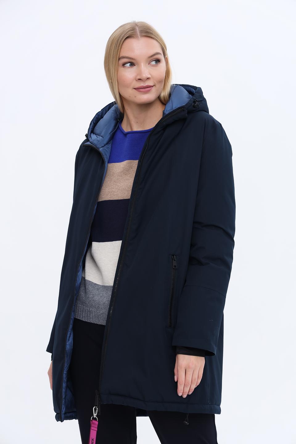 Пальто Lebek стеганое тёмно-синее