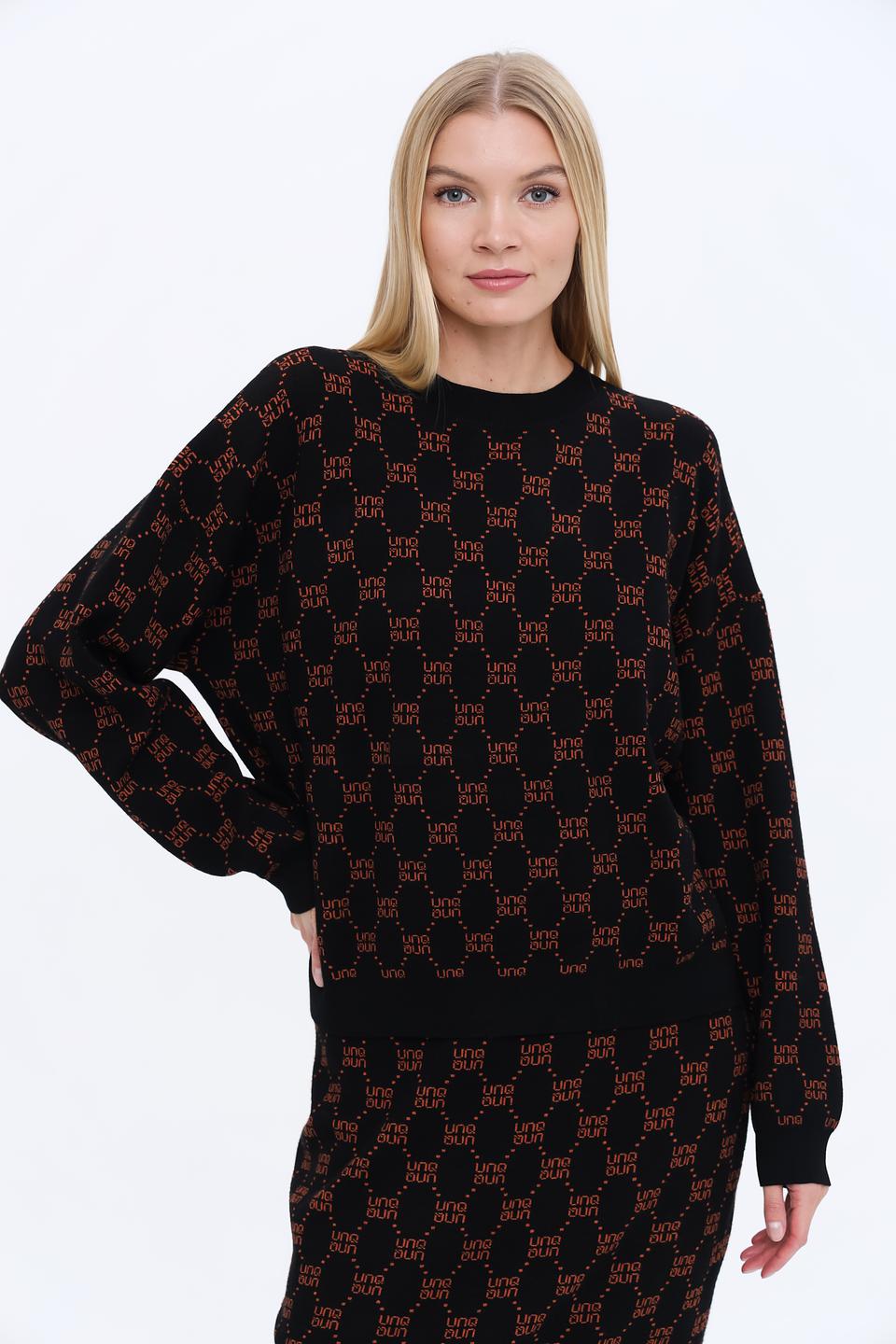 Пуловер UNQ женский с логотипом чёрный