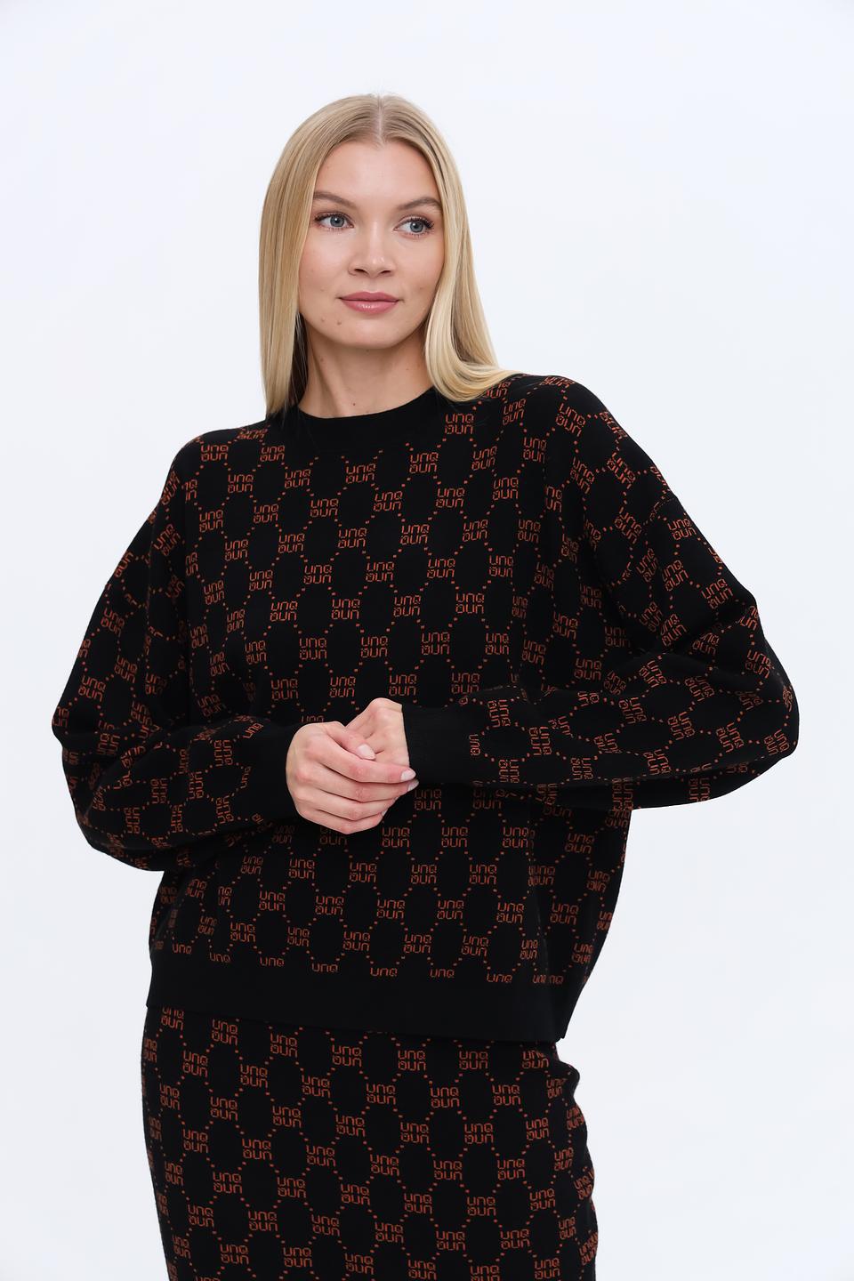Пуловер UNQ женский с логотипом чёрный