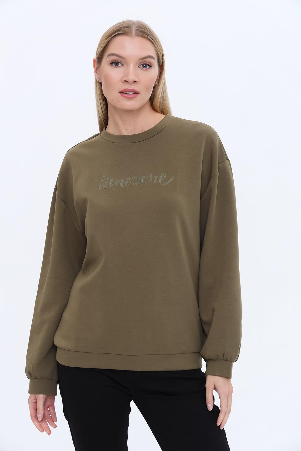 Пуловер Time Zone оверсайз хаки