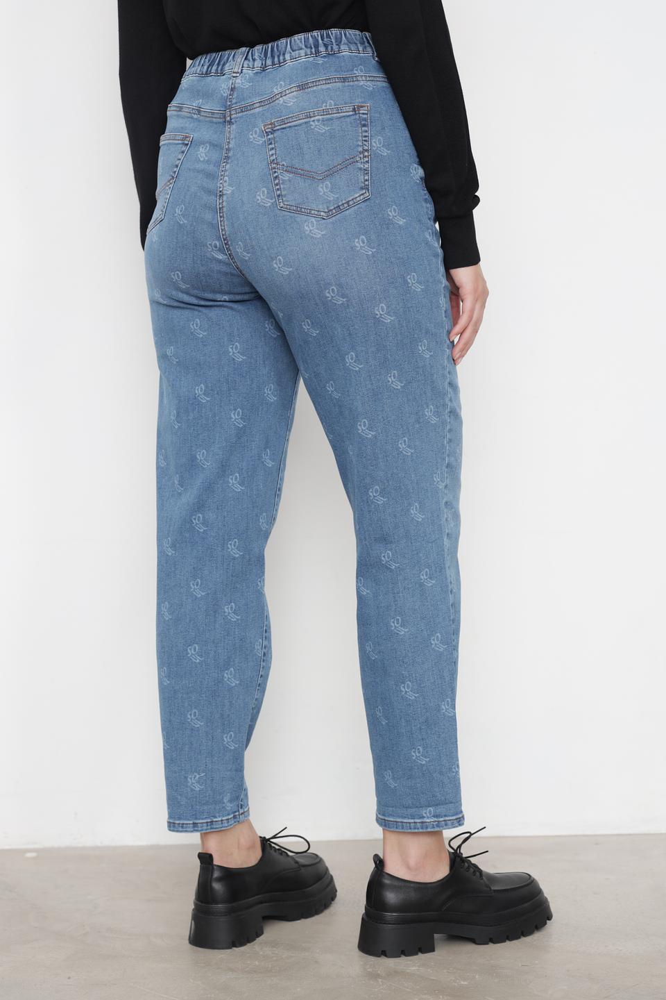 Джинсы Samoon с принтом голубые