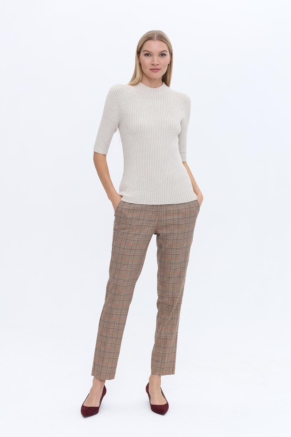 Пуловер Oui бежевый с 3/4 рукавом