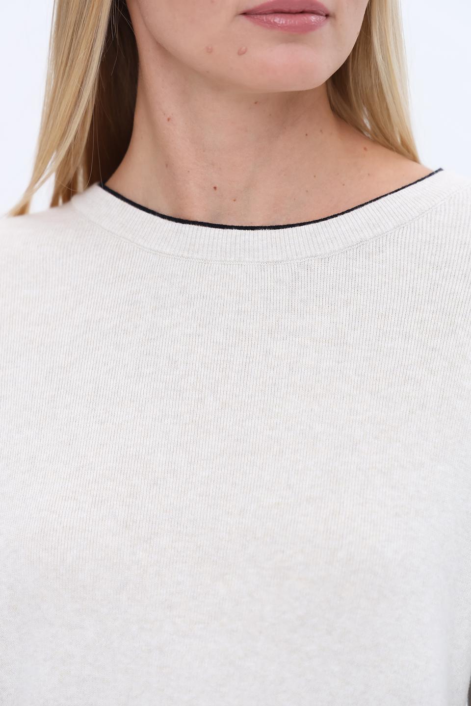 Пуловер Oui с леопардовым декором бежевый