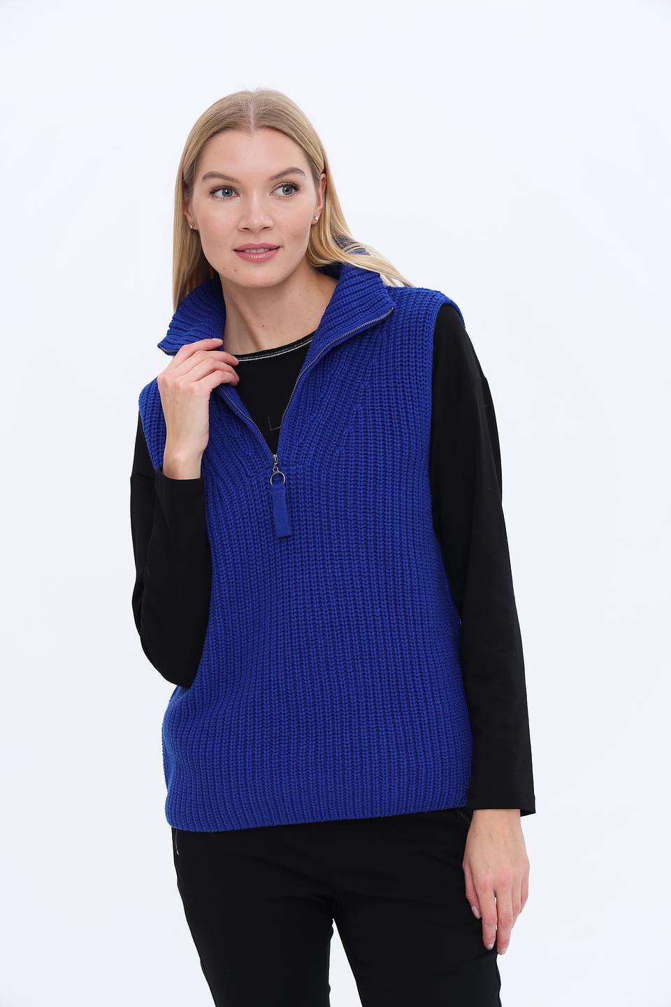 Жилет Oui вязаный синий