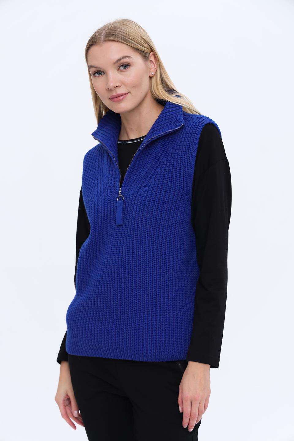 Жилет Oui вязаный синий