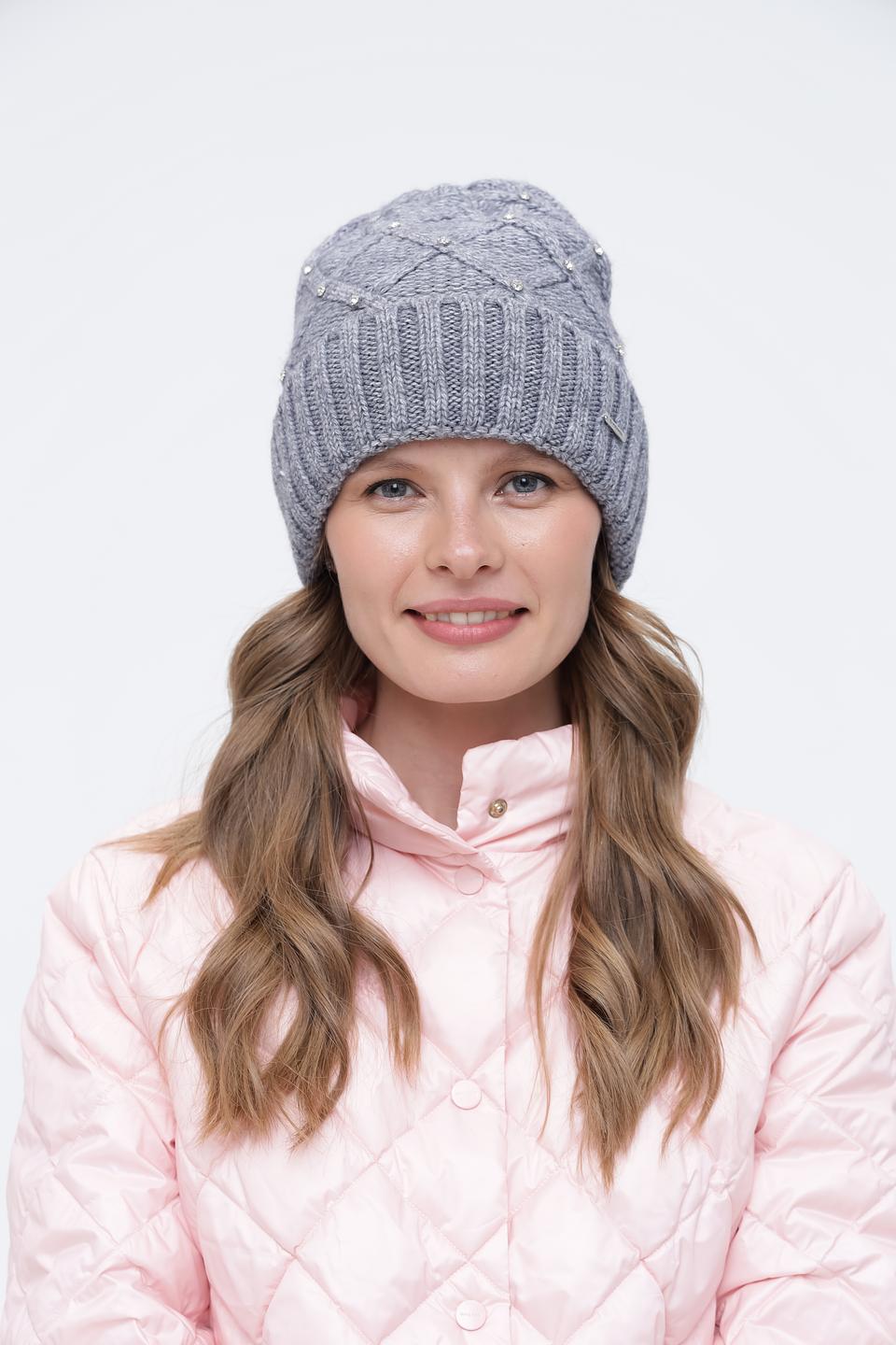 Шапка Wegener серая с жемчугом