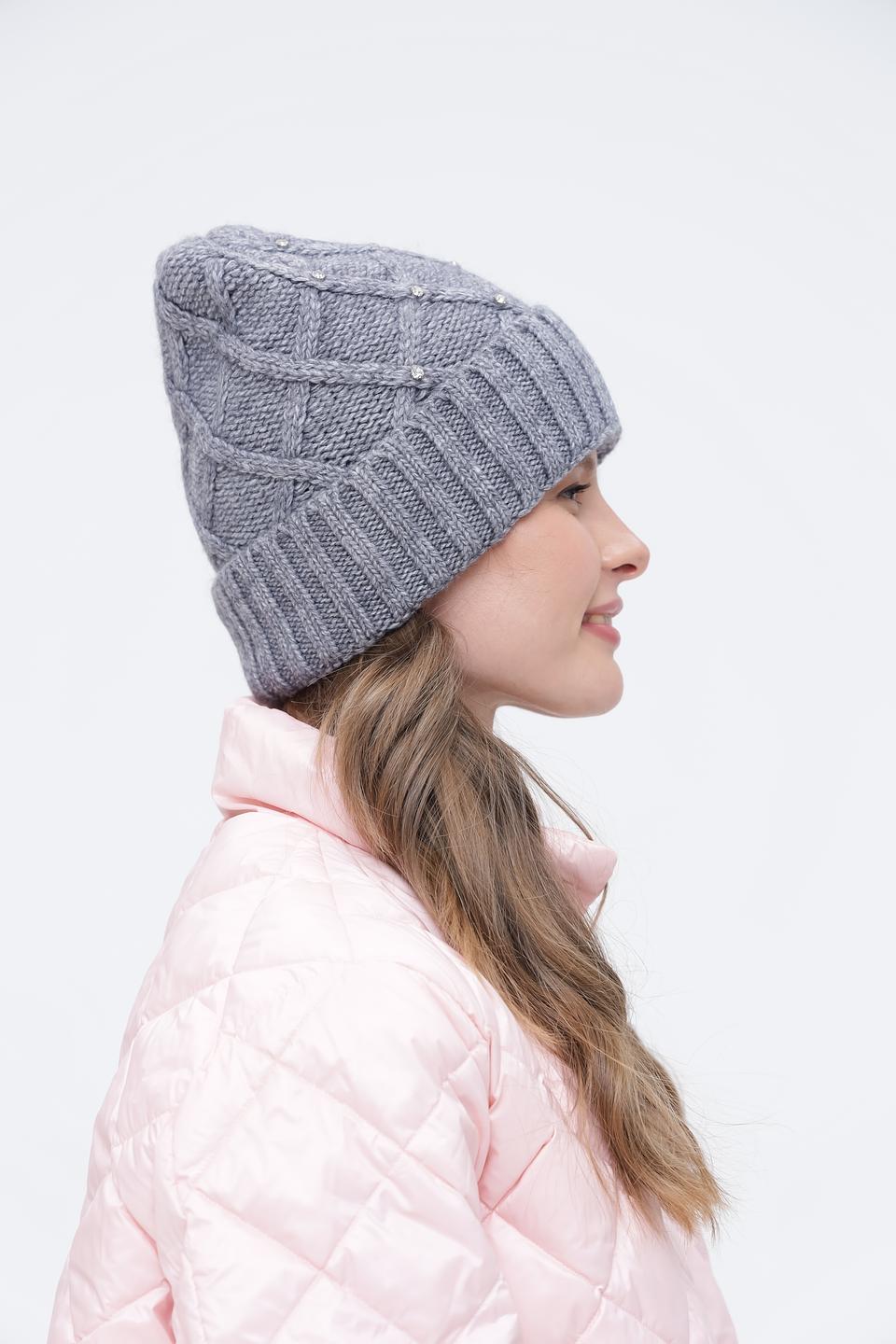 Шапка Wegener серая с жемчугом