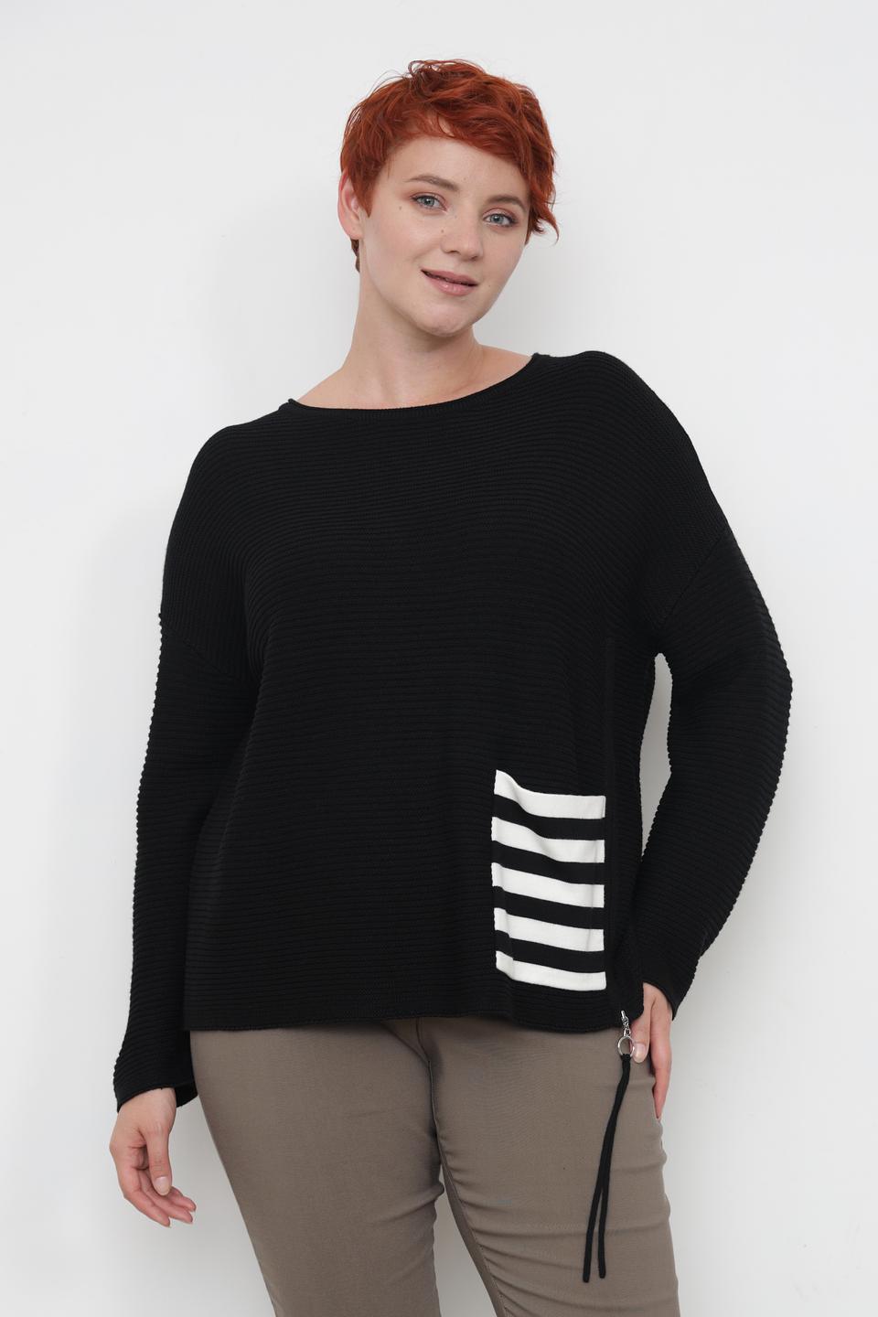 Пуловер Doris Streich чёрный с полосками