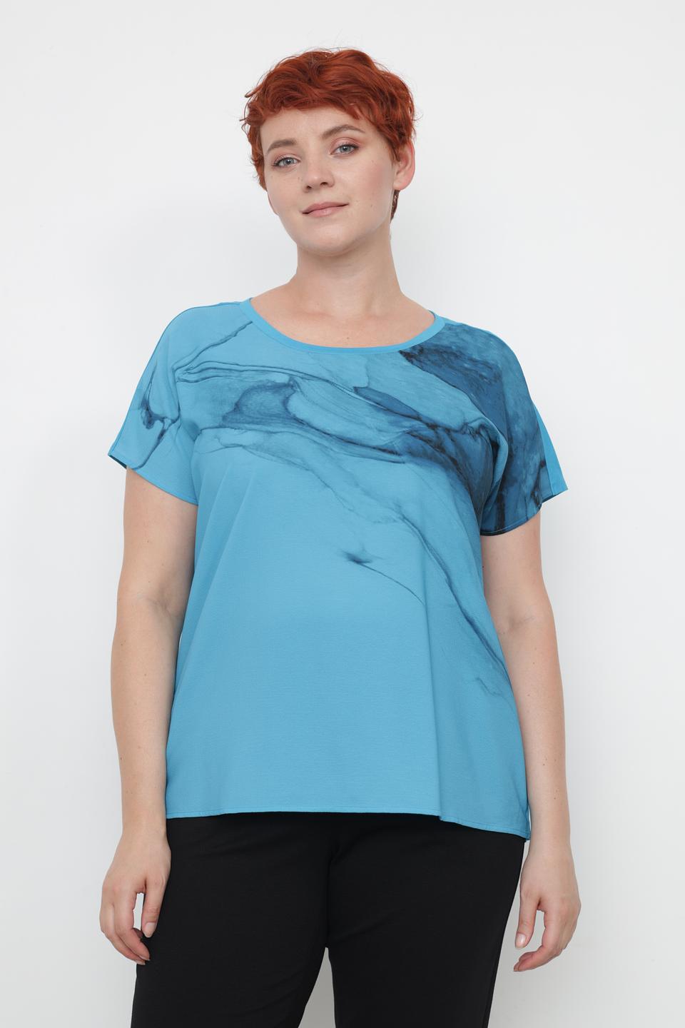 Блуза Samoon с принтом бирюзовый