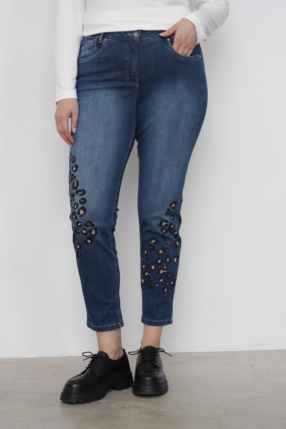 Джинсы Doris Streich с леопардовым принтом