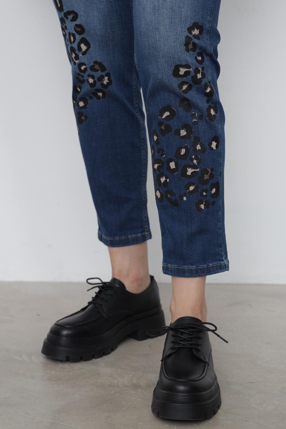 Джинсы Doris Streich с леопардовым принтом