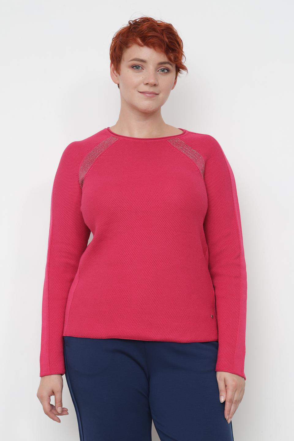 Пуловер Rabe collection малиновый с декором