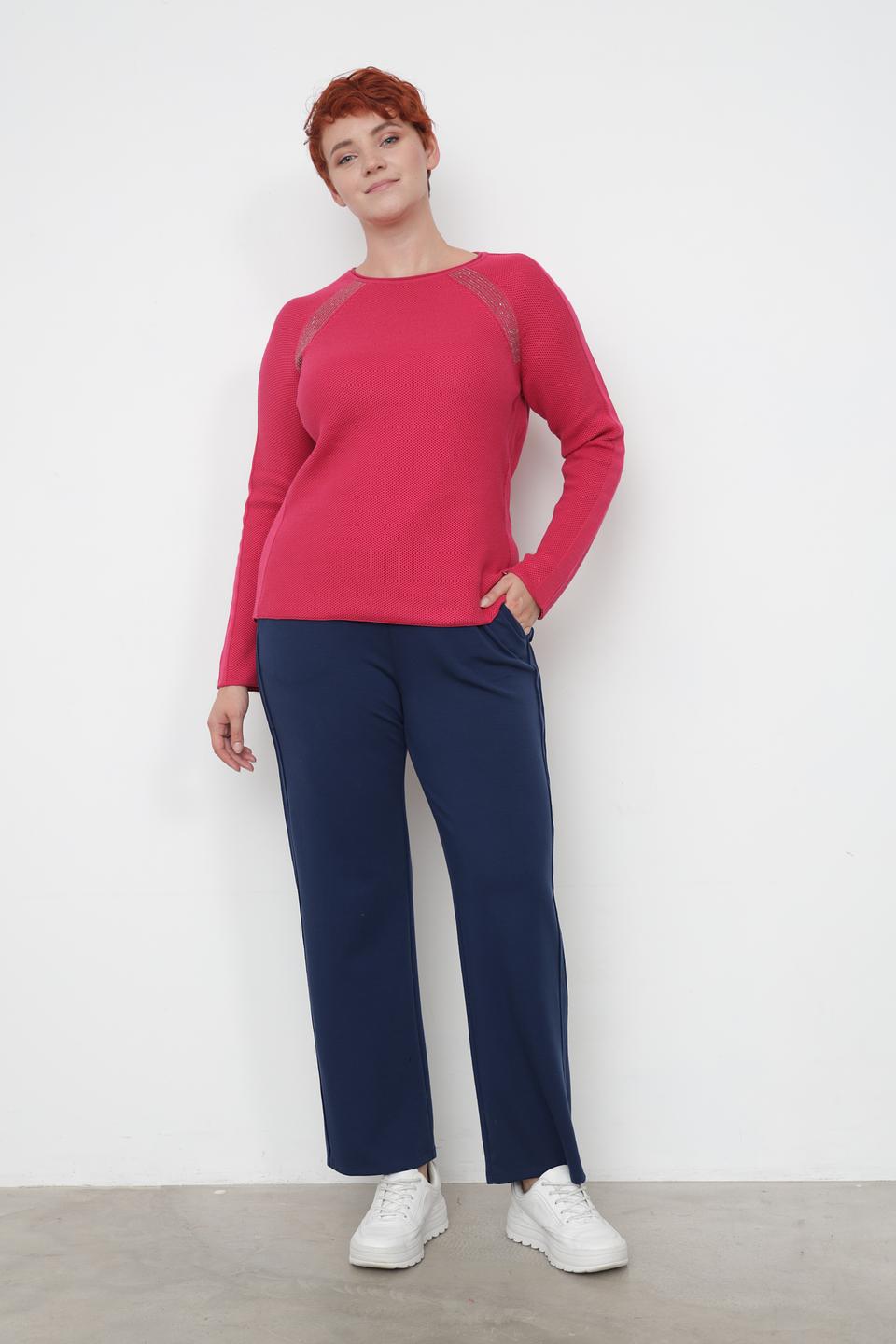 Пуловер Rabe collection малиновый с декором