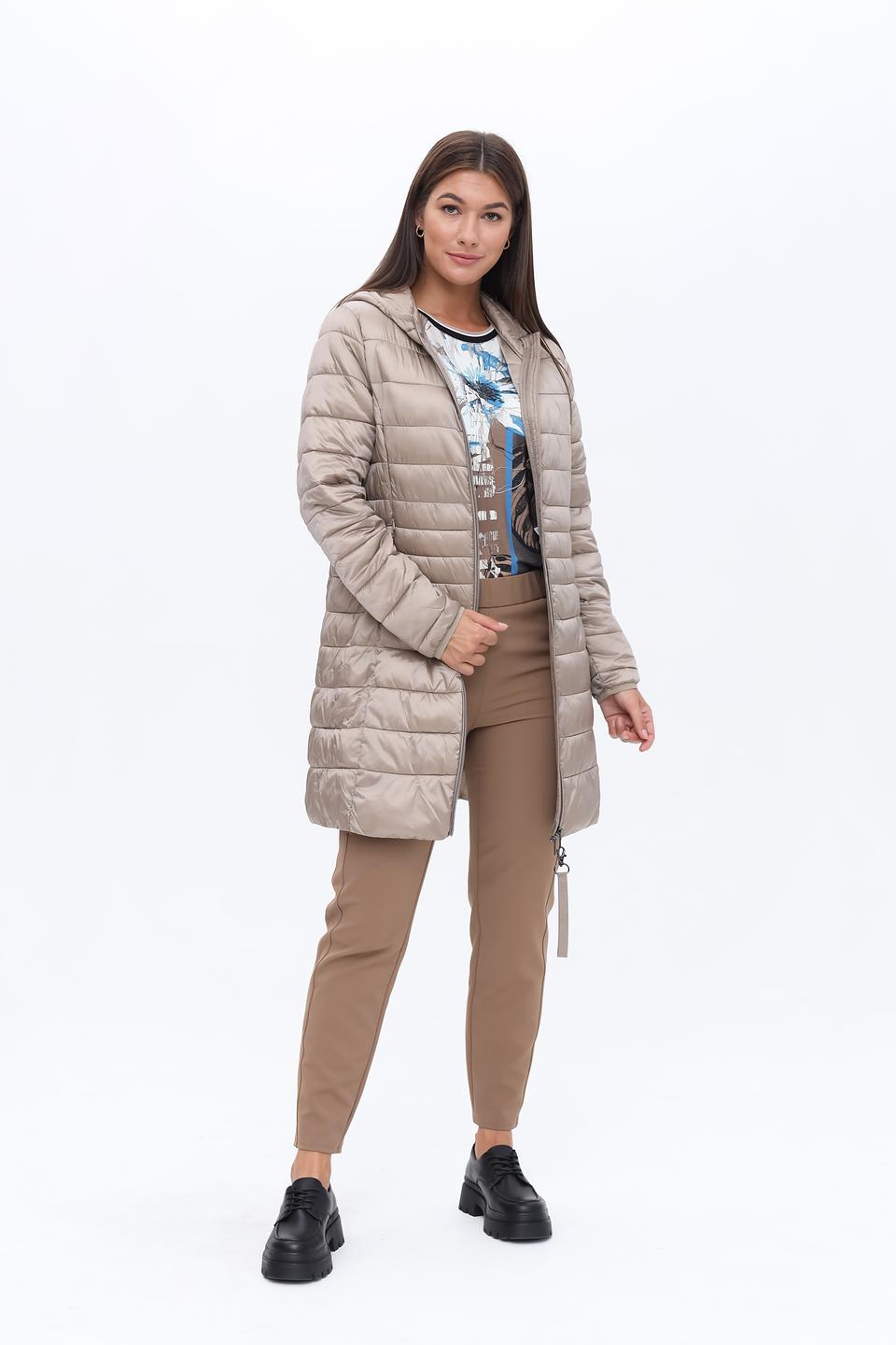 Пальто стеганое Cinque бежевое