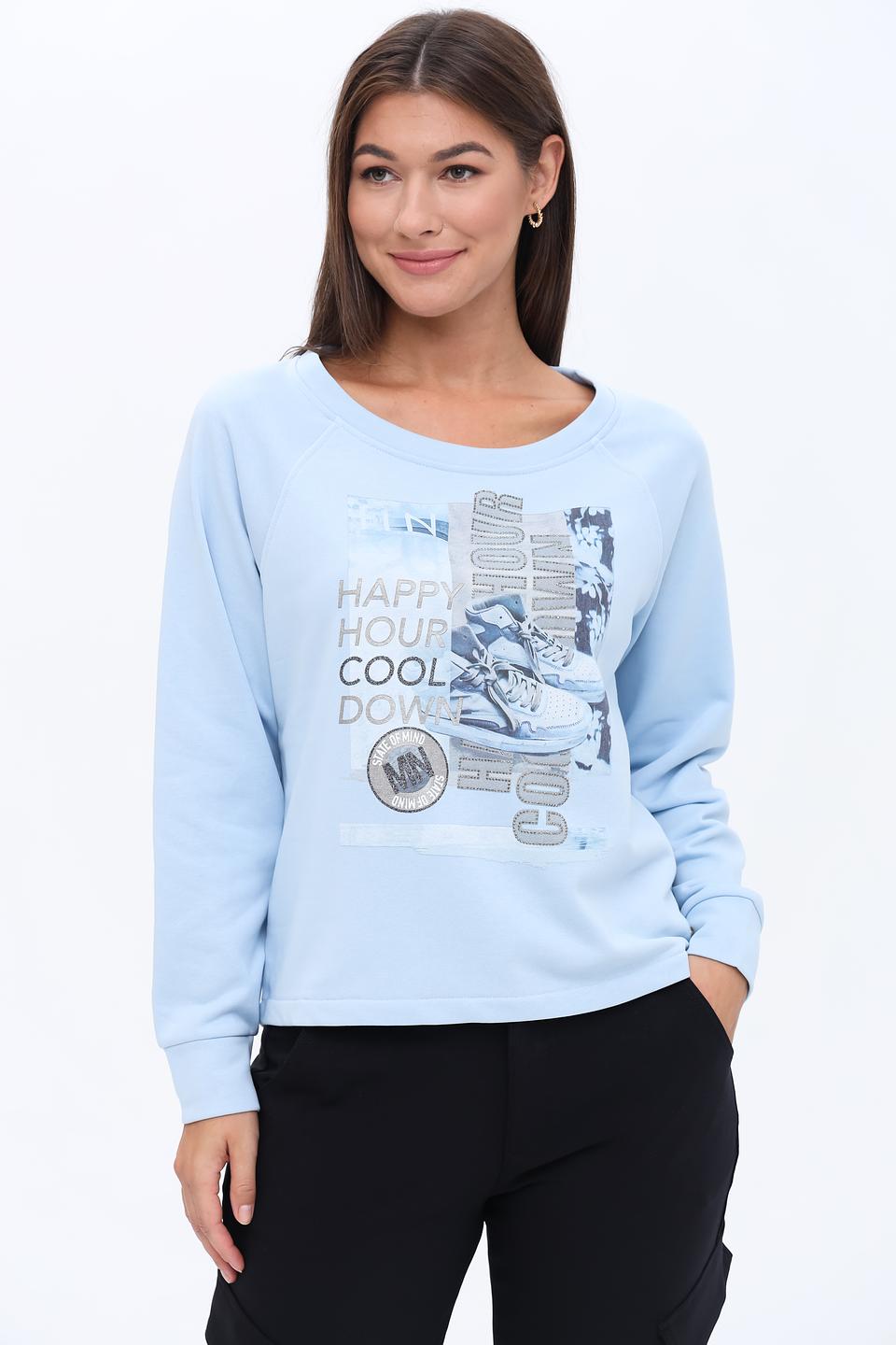 Пуловер Monari голубой с принтом