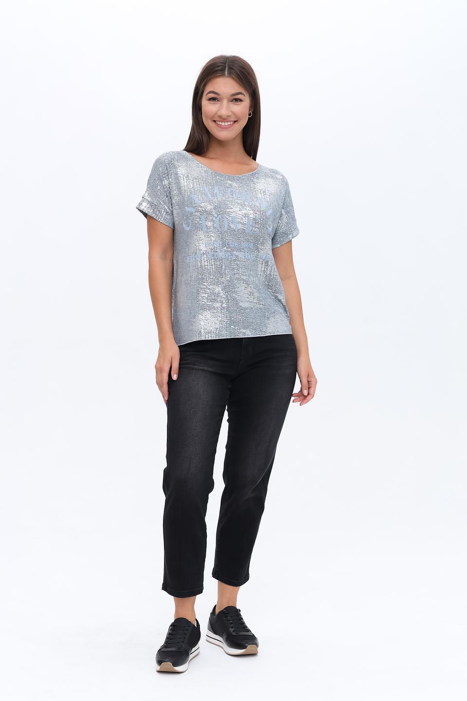 Блуза Monari серебристая с принтом