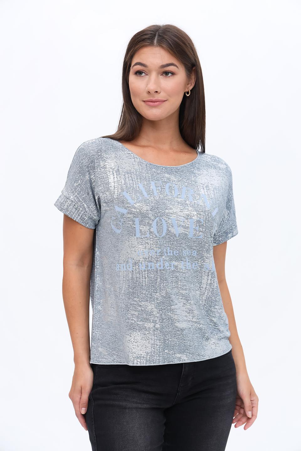 Блуза Monari серебристая с принтом