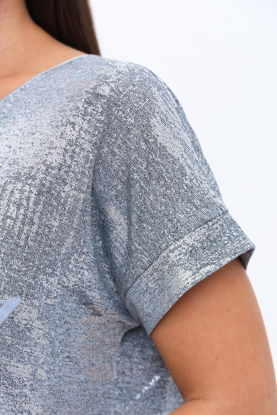 Блуза Monari серебристая с принтом