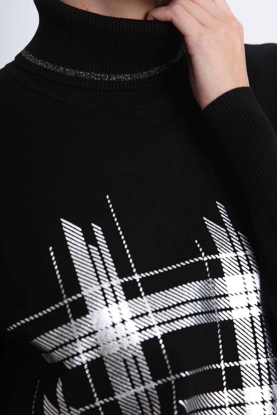 Пуловер Pezzo с клеткой чёрный