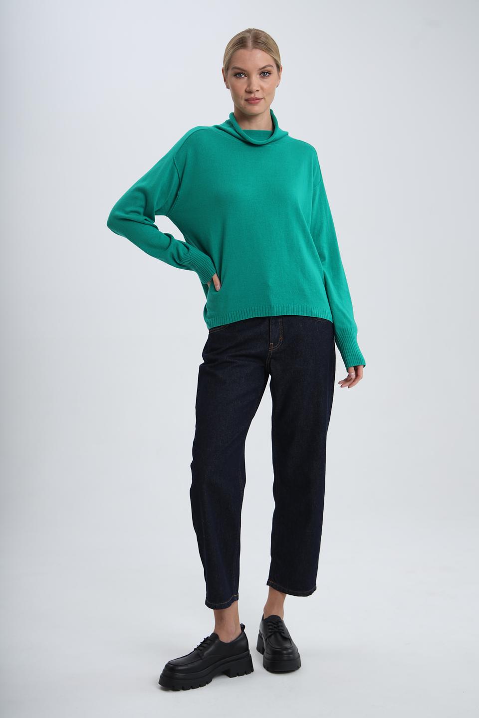 Пуловер Pezzo с горлом изумрудный