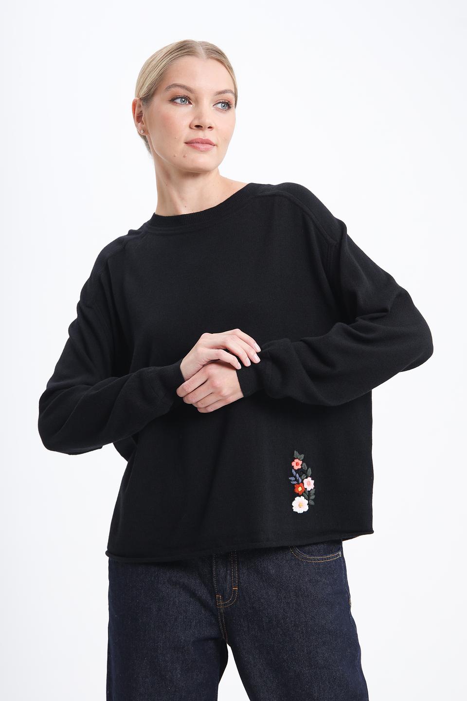 Пуловер Pezzo с вышивкой чёрный