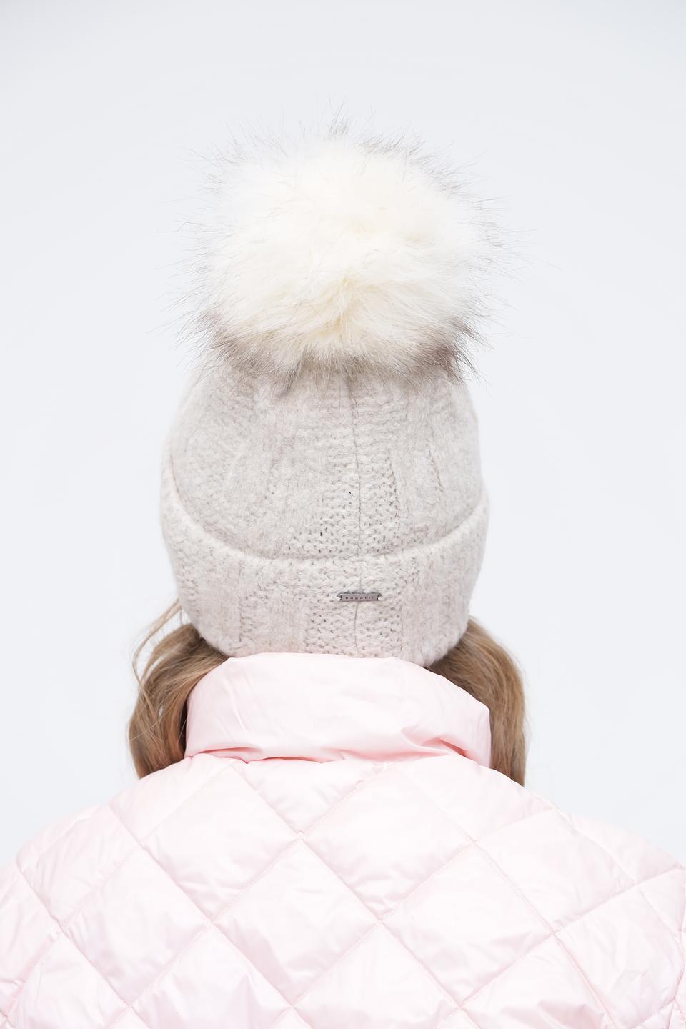 Шапка Bugatti с помпоном бежевая