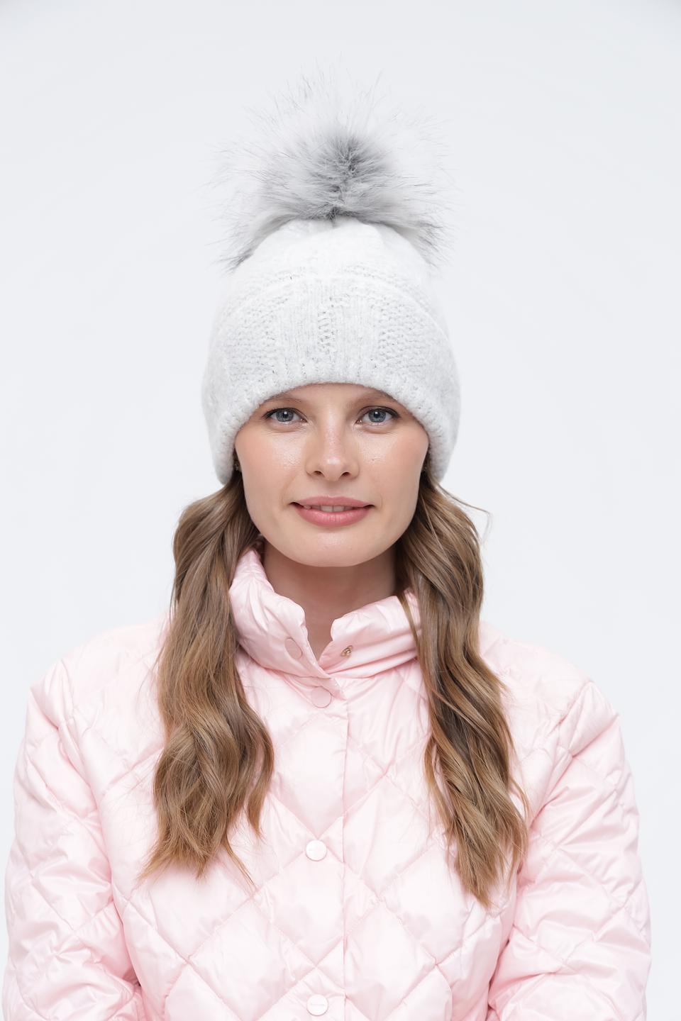 Шапка Bugatti с помпоном серая