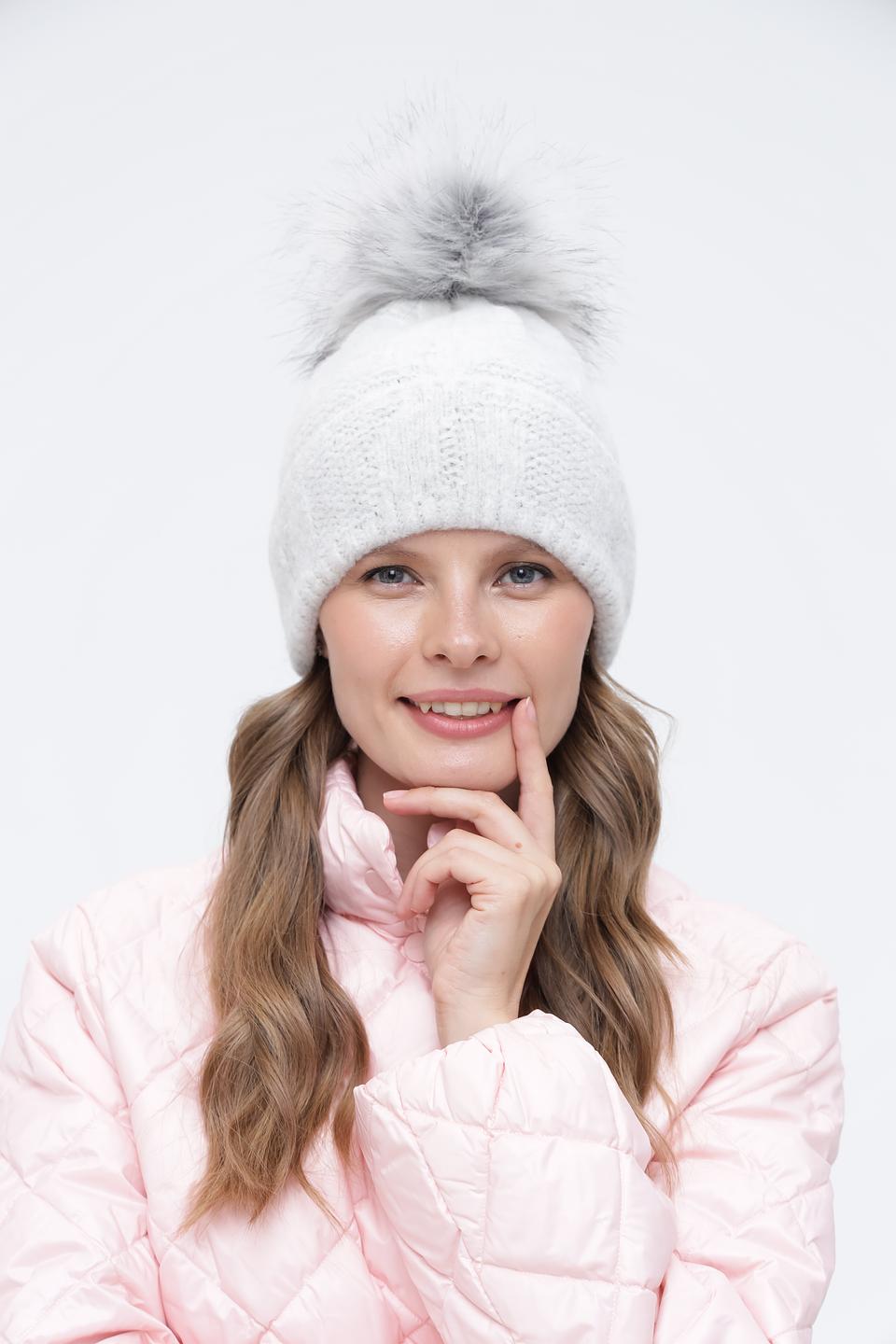 Шапка Bugatti с помпоном серая