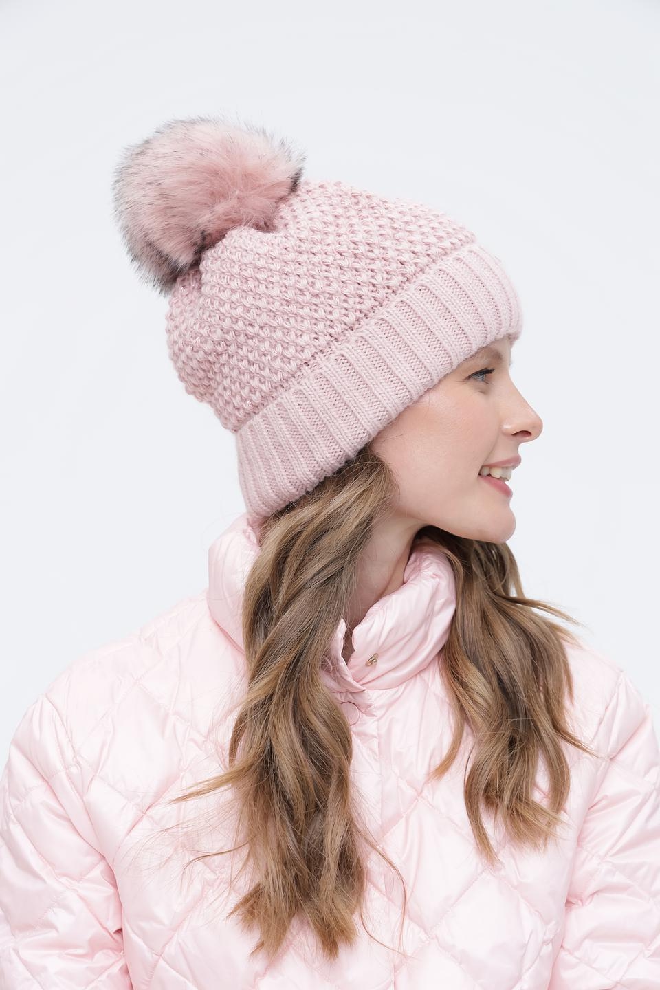 Шапка Wegener с помпоном пудрово-розовая