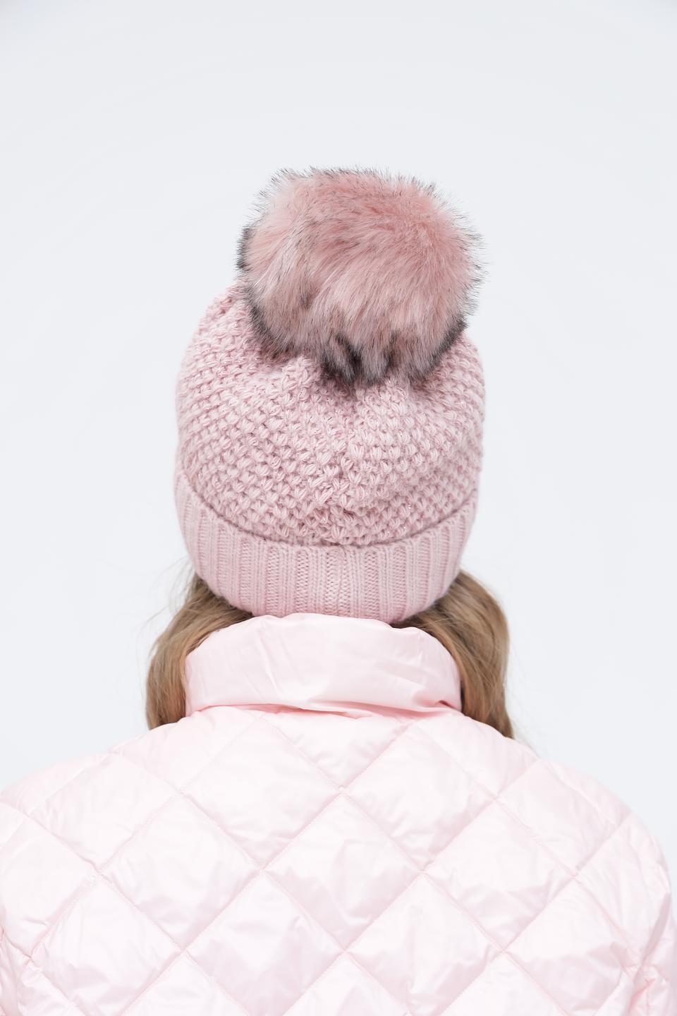 Шапка Wegener с помпоном пудрово-розовая