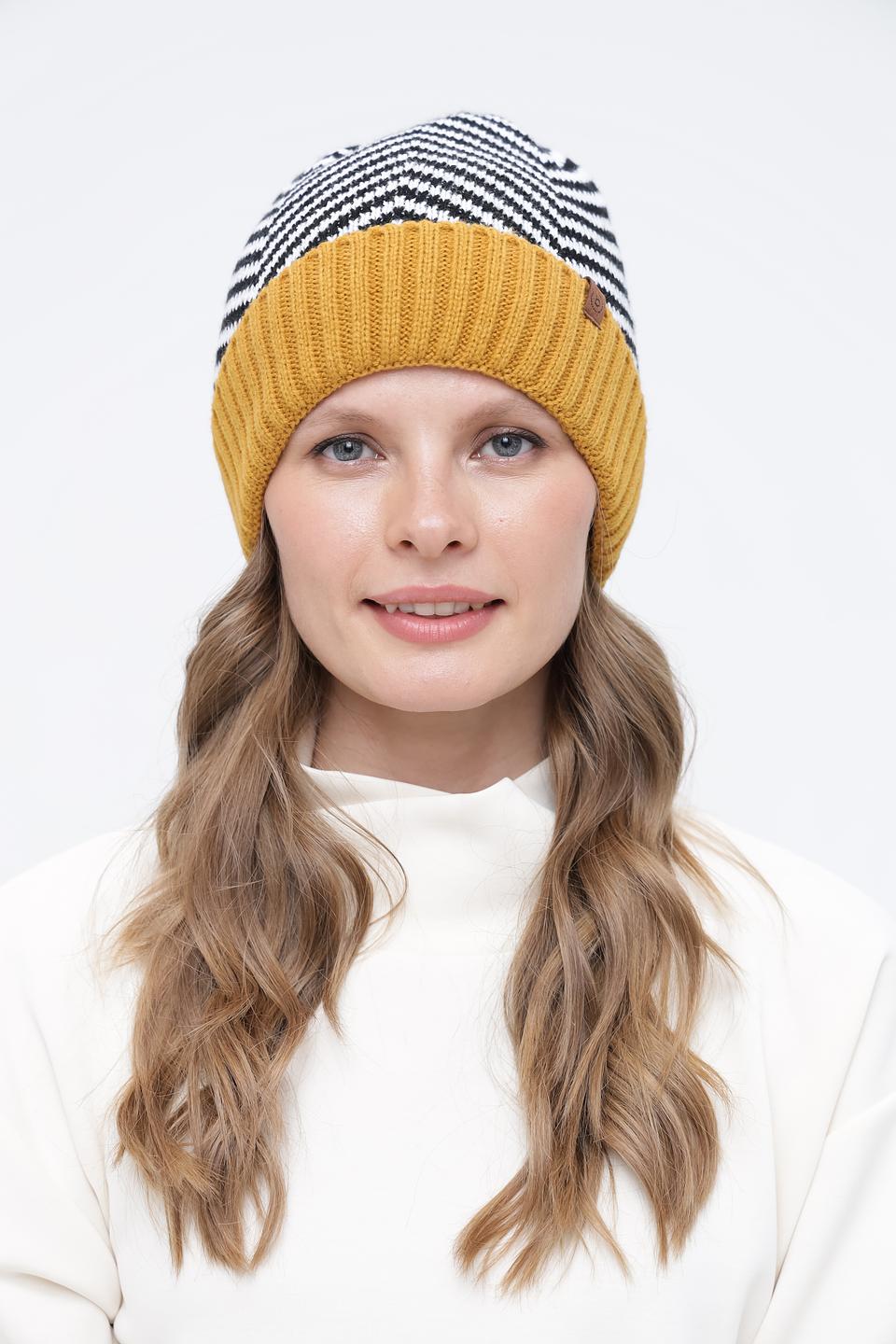Шапка Bugatti полосатая горчичная