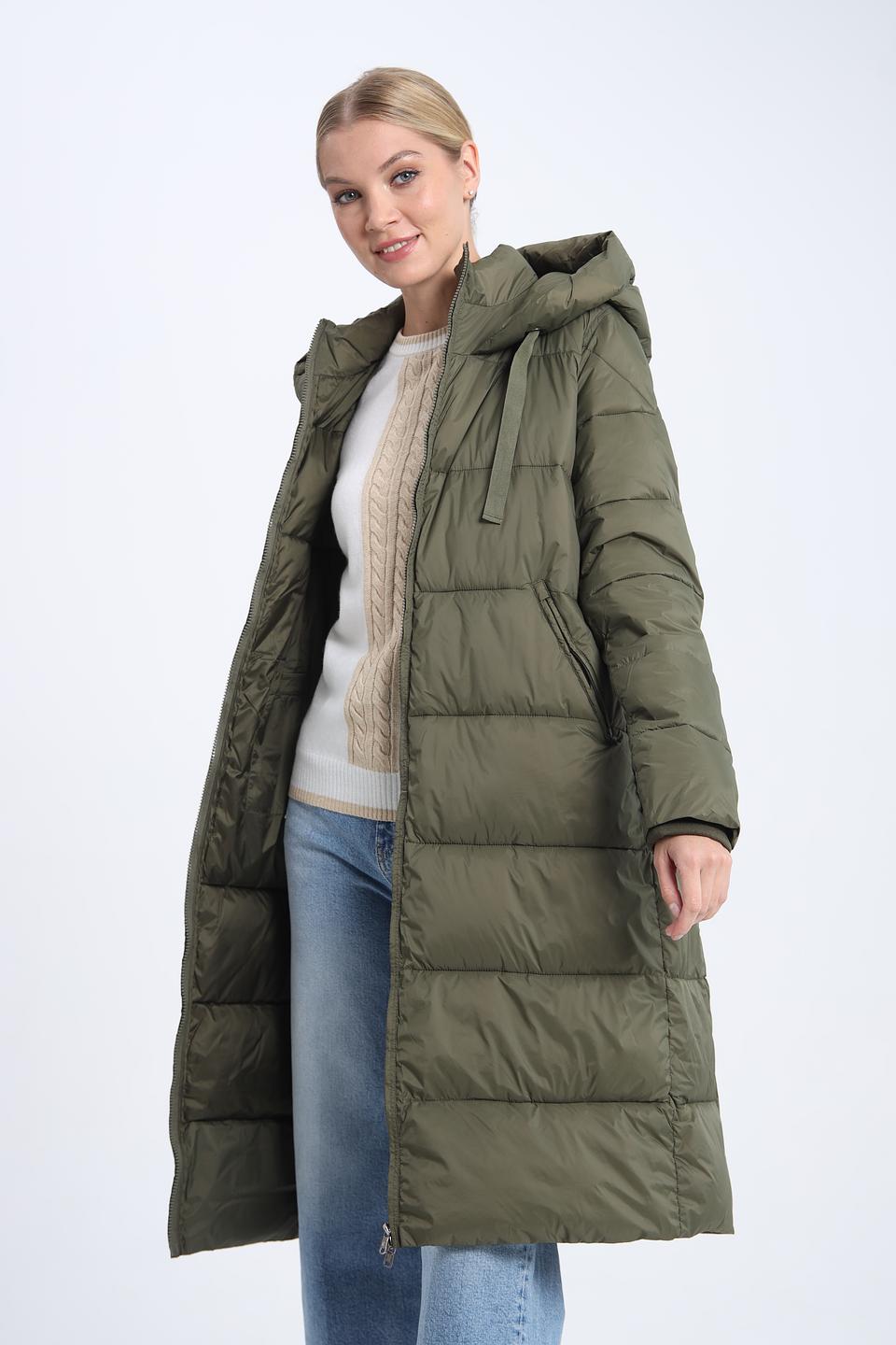 Пальто Pezzo хаки стеганое