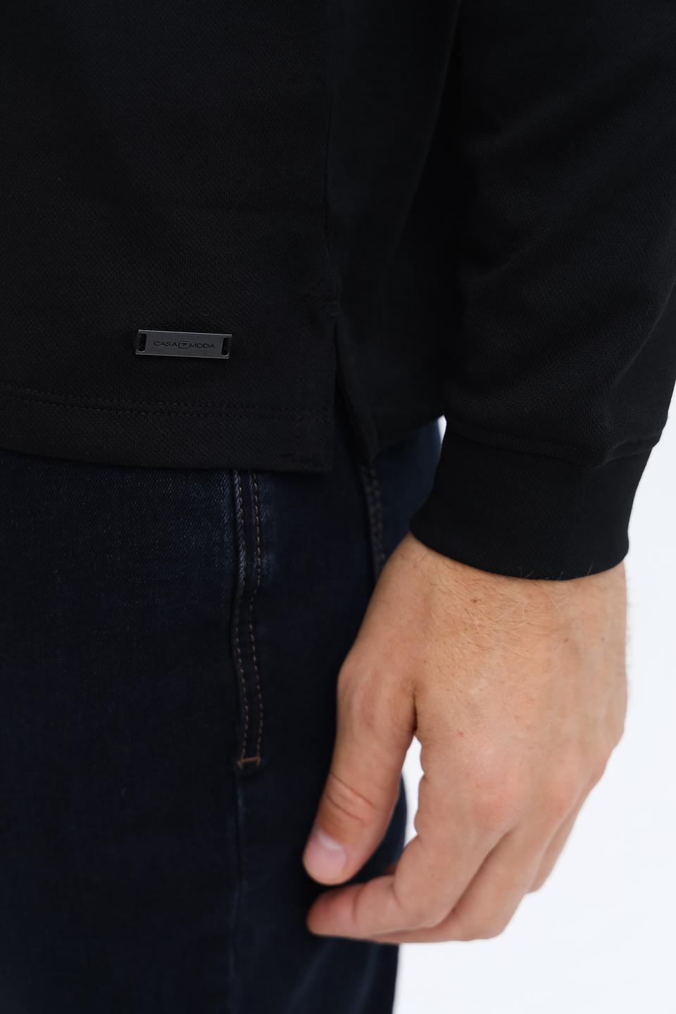 Поло Casa Moda men чёрное с длинным рукавом