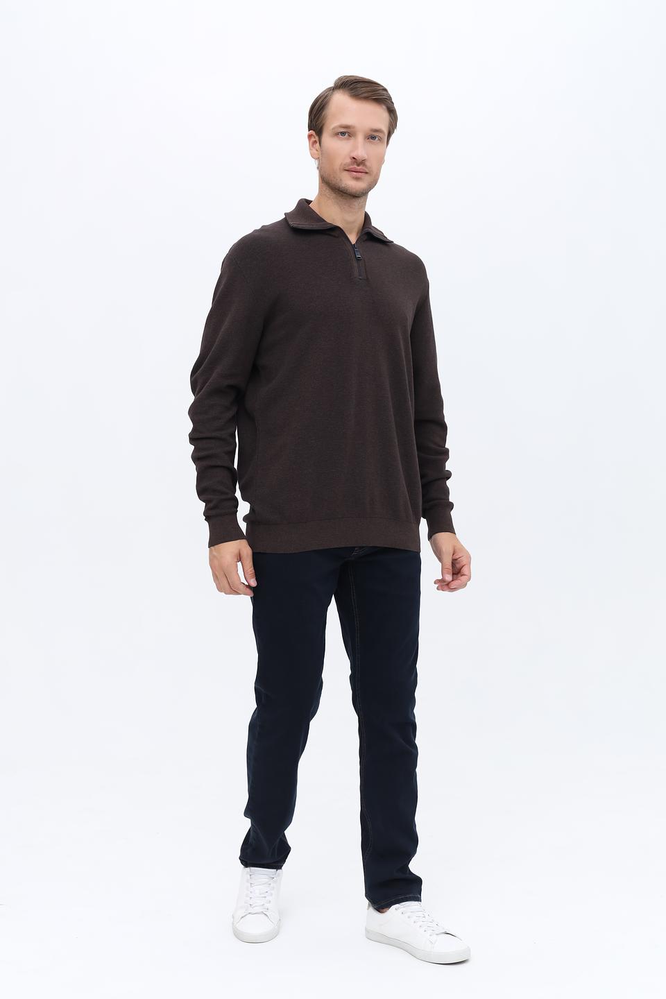 Пуловер Casa Moda с молнией коричневый