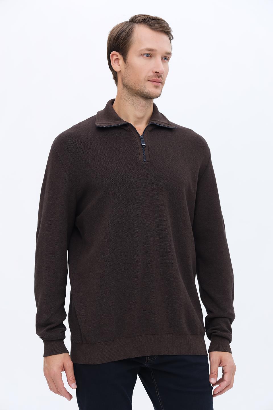 Пуловер Casa Moda с молнией коричневый