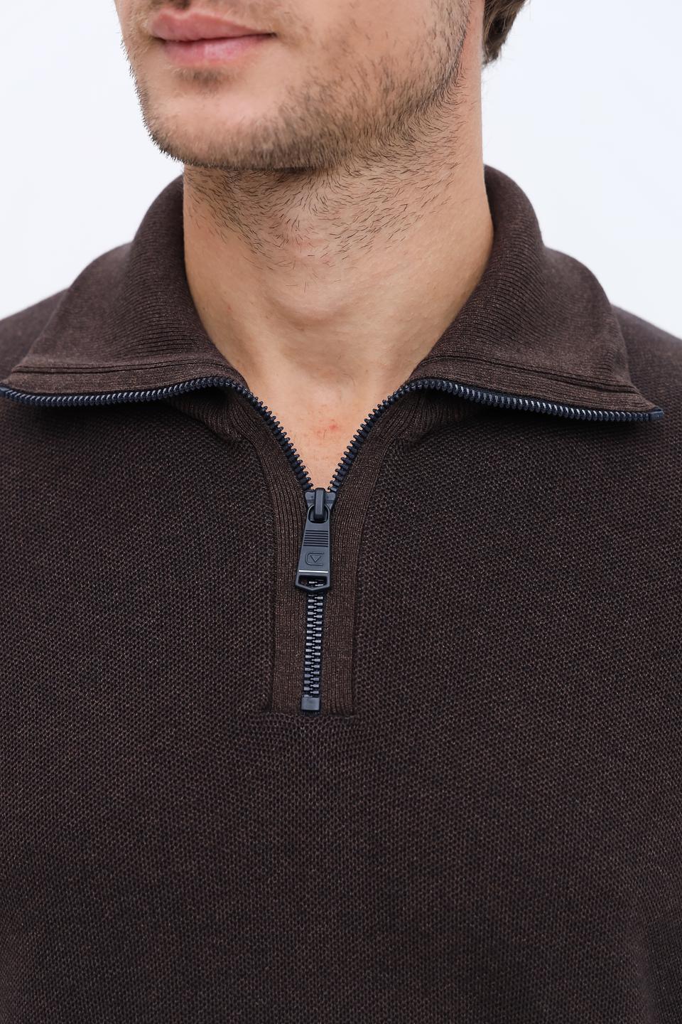 Пуловер Casa Moda с молнией коричневый