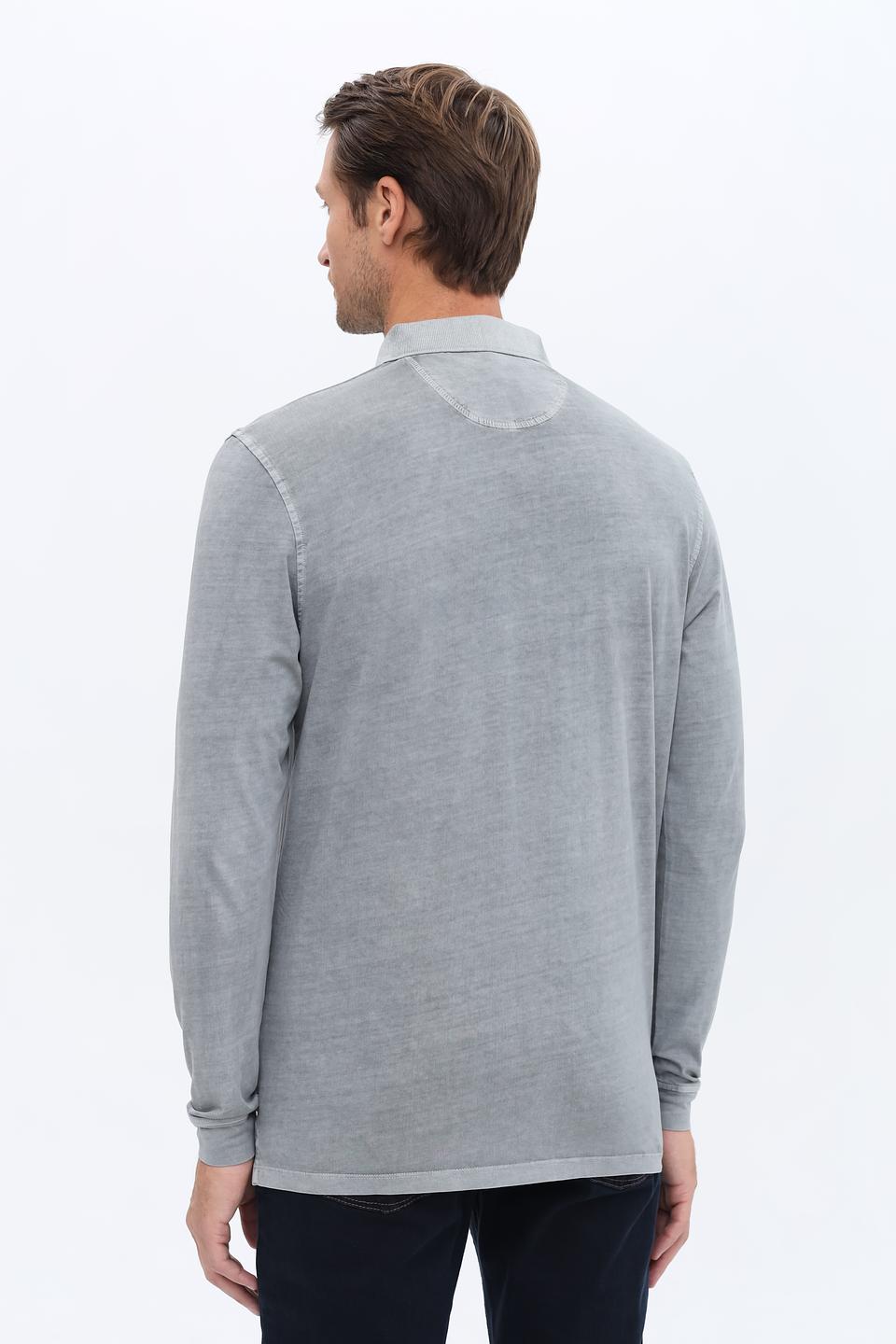 Поло Casa Moda men серое с длинным рукавом