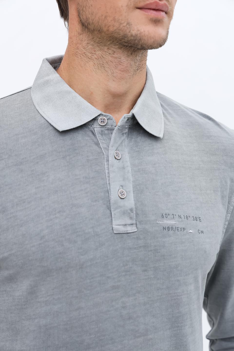 Поло Casa Moda men серое с длинным рукавом