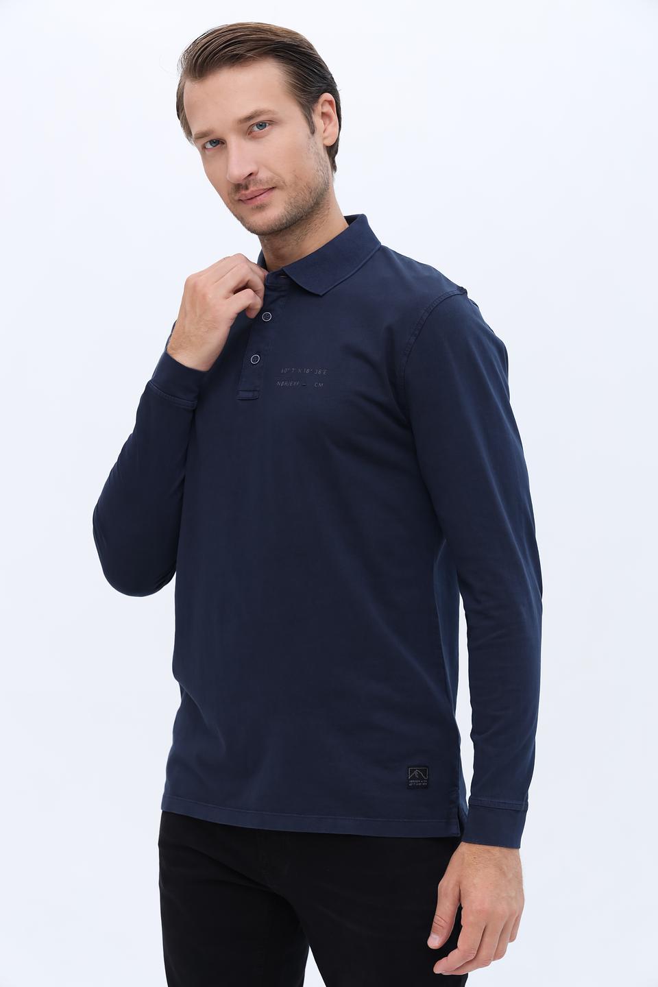 Поло Casa Moda men темно-синее с длинным рукавом