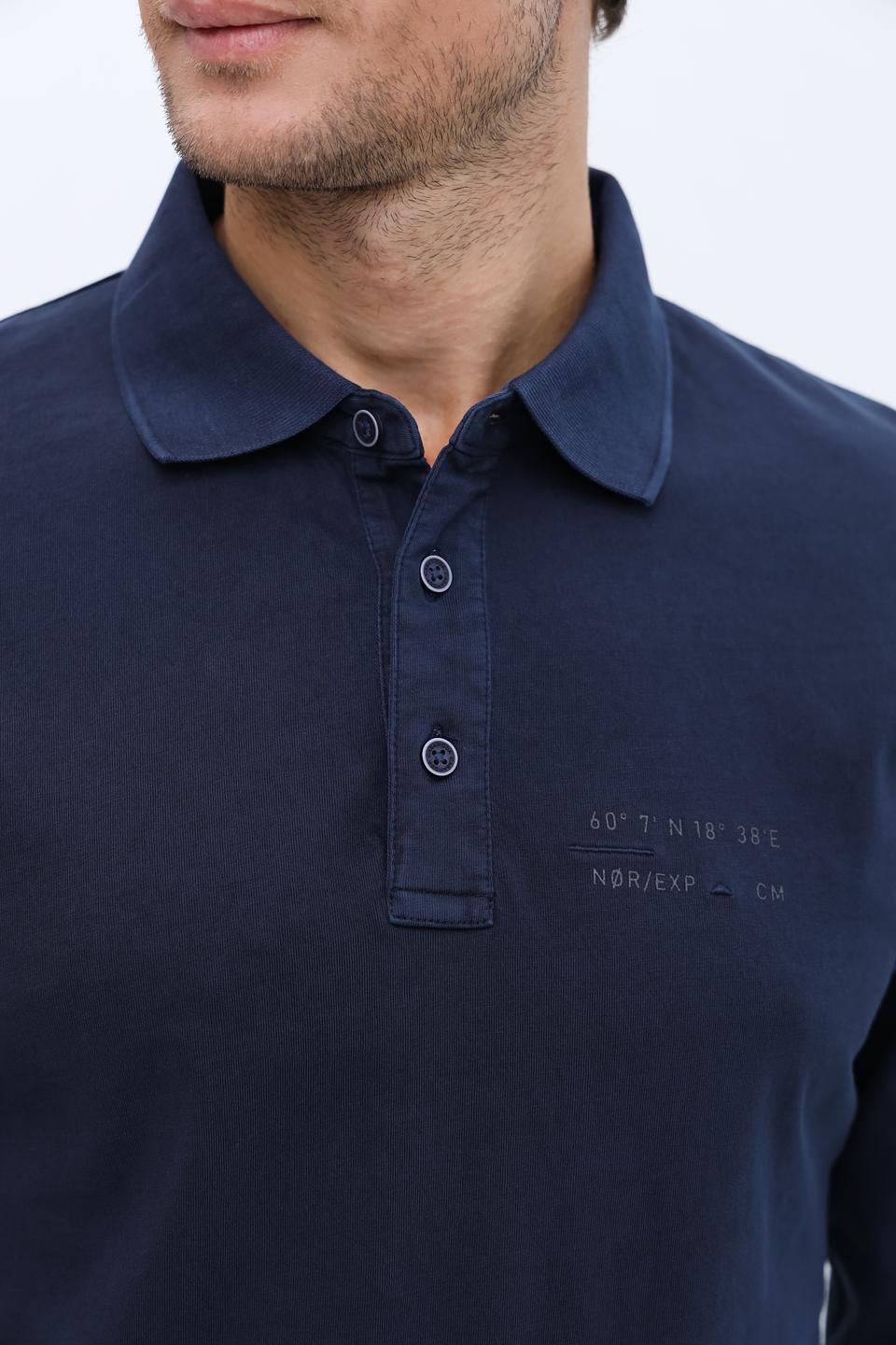 Поло Casa Moda men темно-синее с длинным рукавом