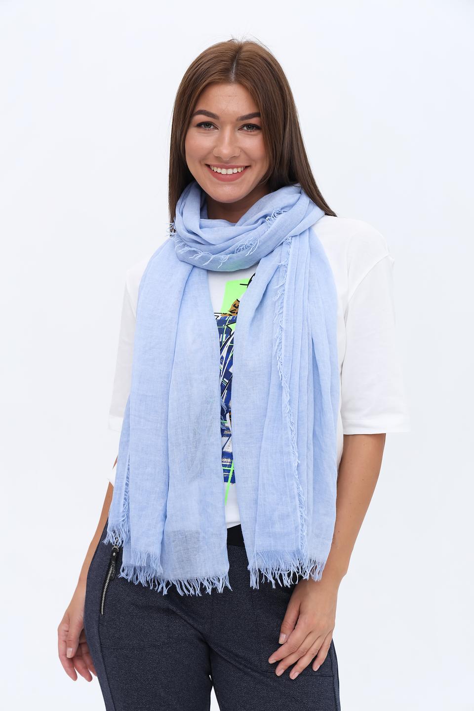 Шарф Fraas голубой с бахромой