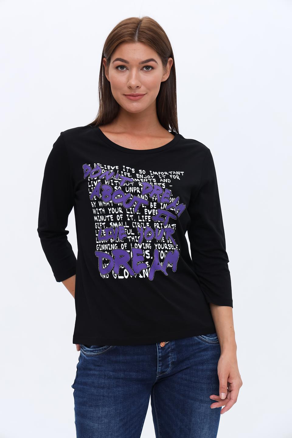 Лонгслив Monari с принтом чёрный