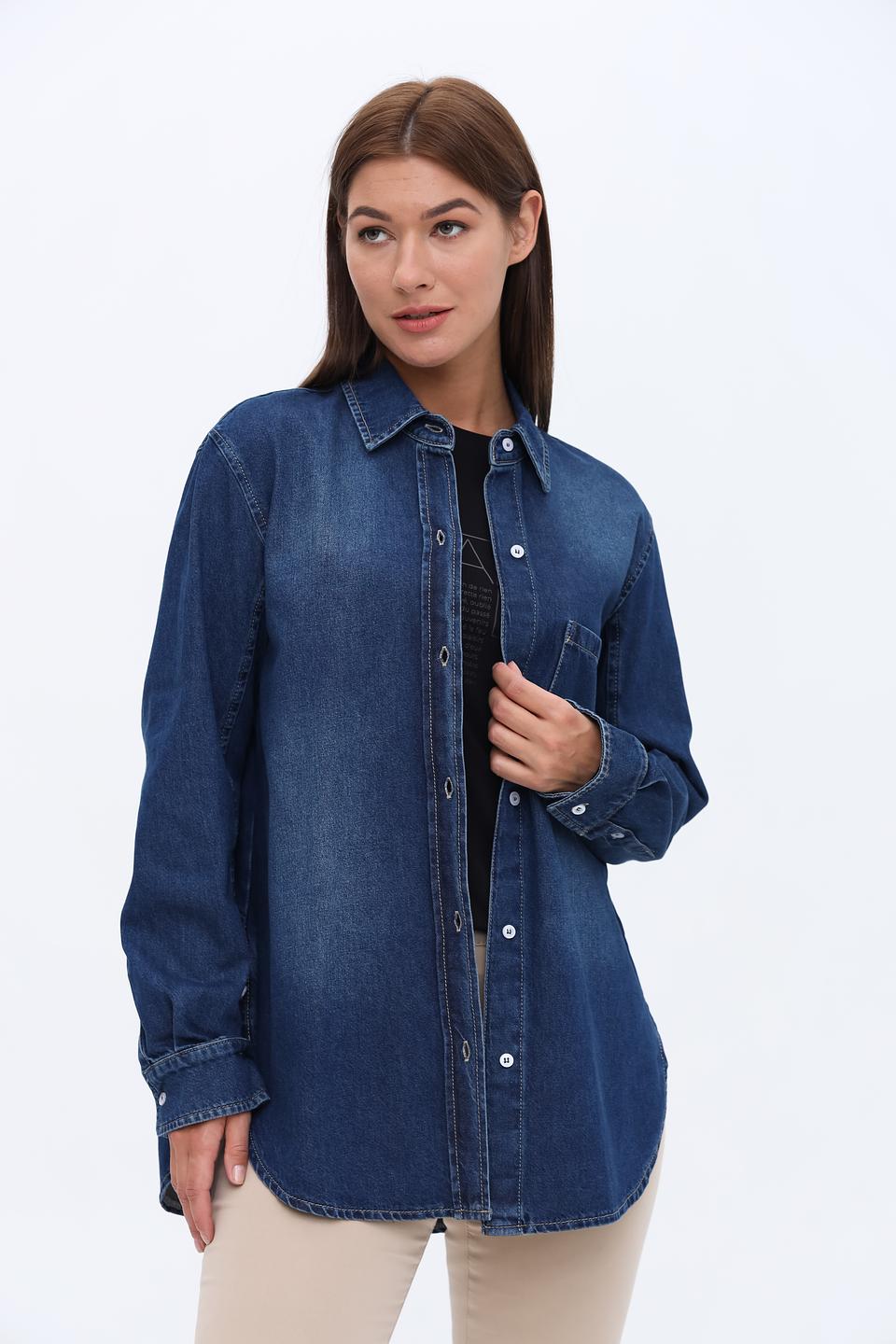 Рубашка Marc Aurel джинсовая синяя