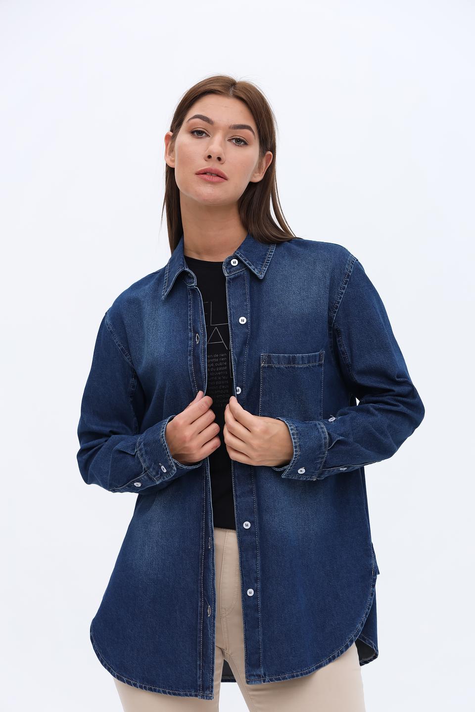 Рубашка Marc Aurel джинсовая синяя