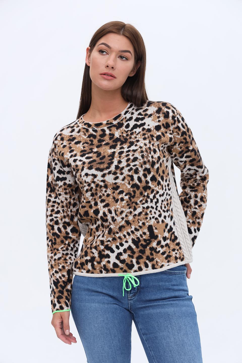 Пуловер Oui с леопардовым принтом