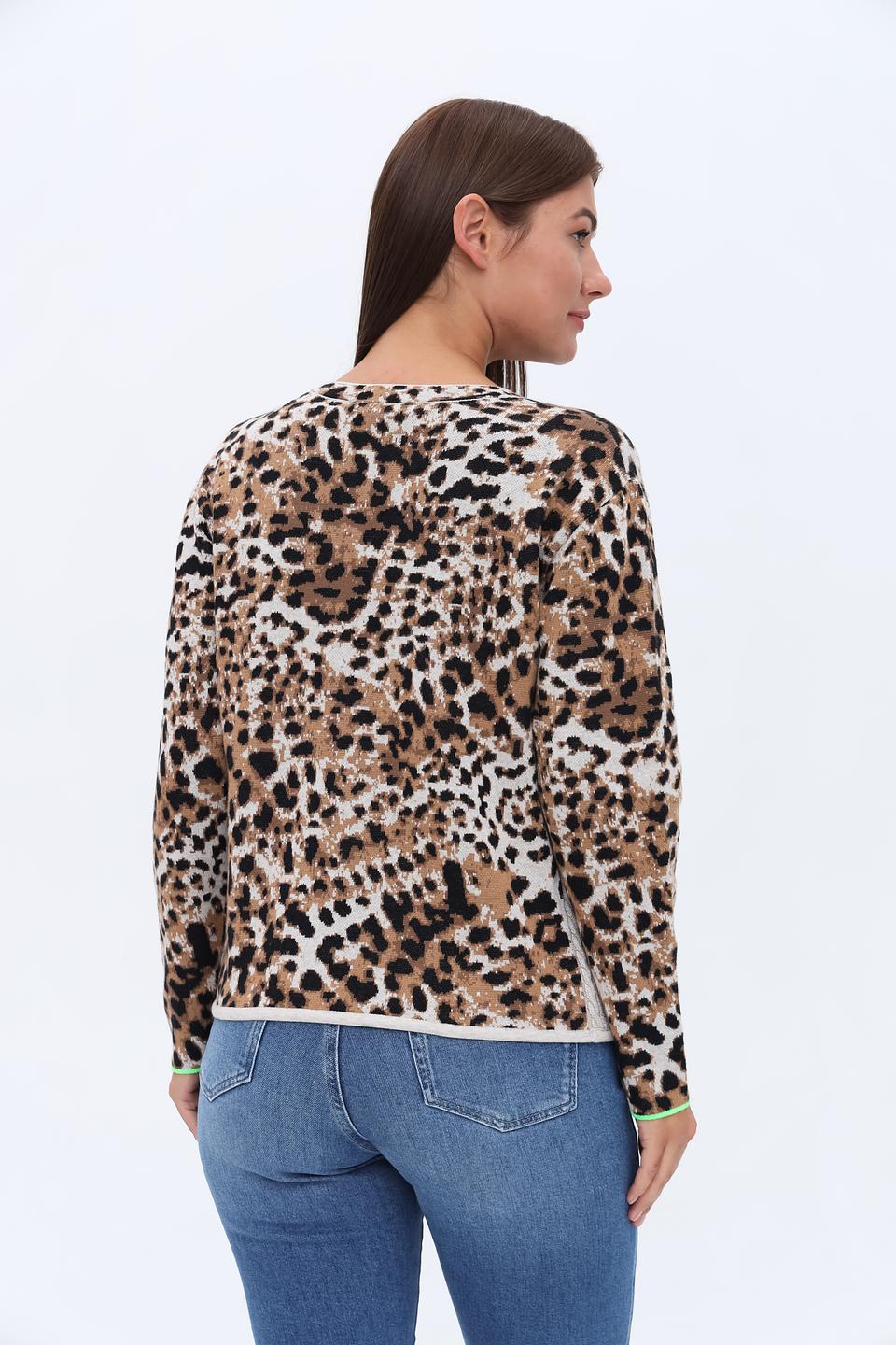 Пуловер Oui с леопардовым принтом
