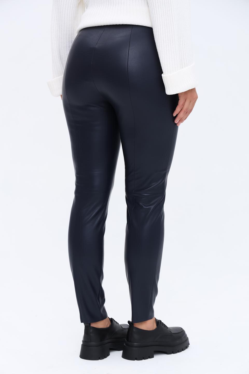 Брюки кожа Oui тёмно-синие