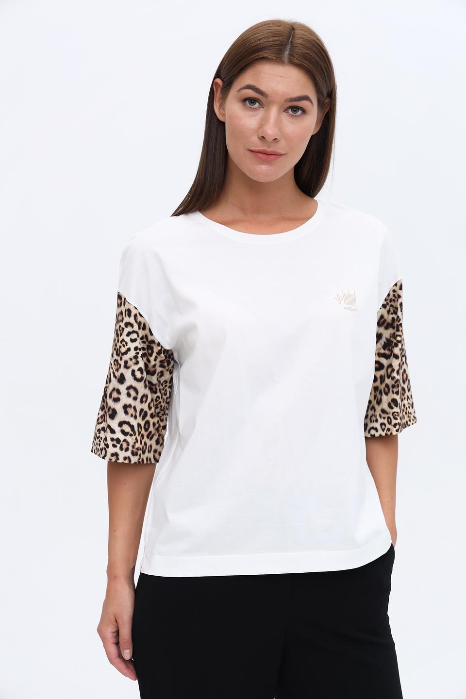 Футболка Marc Cain с леопардовыми рукавами