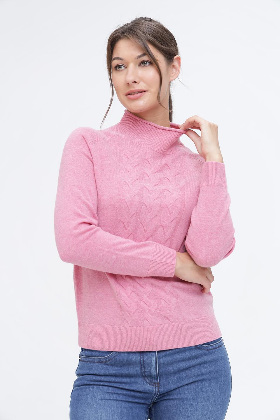 Пуловер Pezzo с косами розовый