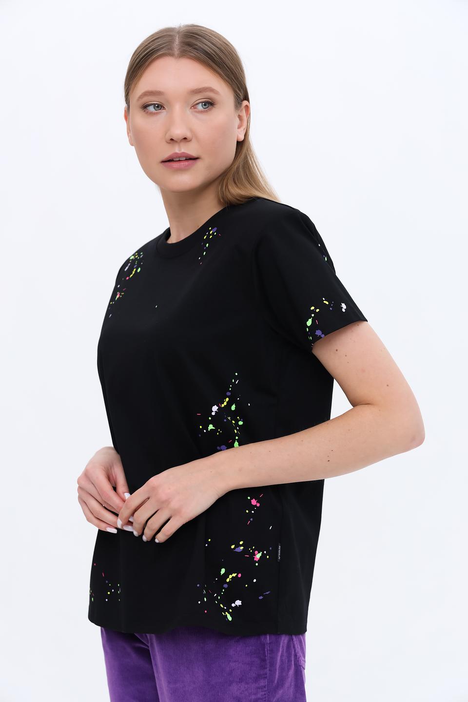 Футболка Twin Set Actitude чёрная с брызгами